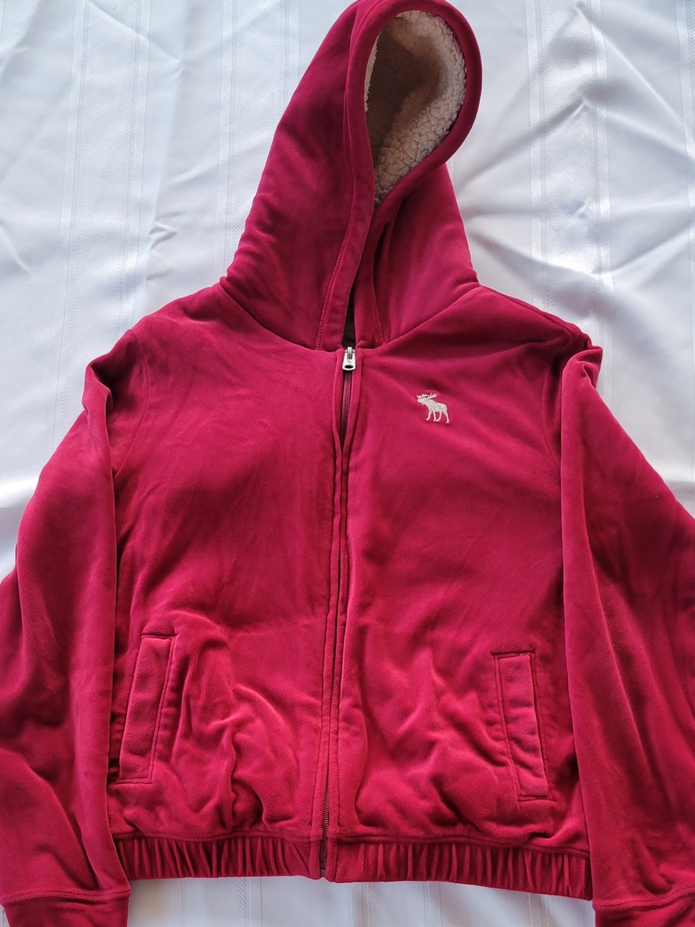 Abercrombie kids hooded zip jacket in deep raspberry